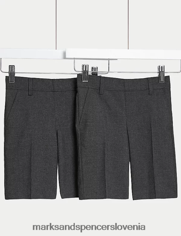 2pk šolske kratke hlače z ozkimi nogami in pasom siva Marks & Spencer oblačila otroci 6T8F6X7872