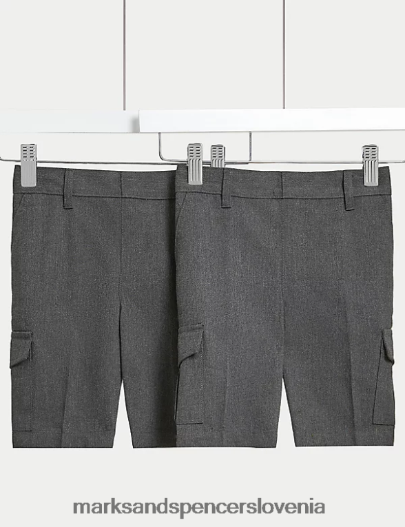 2pk plus pas cargo šolske kratke hlače siva Marks & Spencer oblačila otroci 6T8F6X8585