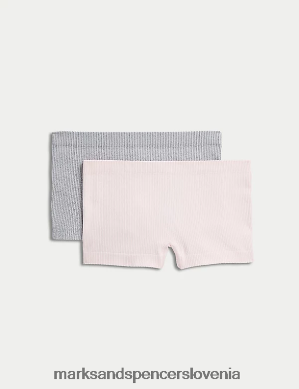 2pk rebraste kratke hlače siva mešanica Marks & Spencer oblačila otroci 6T8F6X8950
