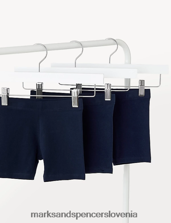 3pk bombažne enobarvne kratke hlače mornarica Marks & Spencer oblačila otroci 6T8F6X9912