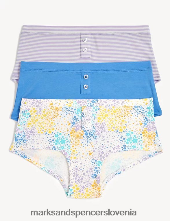 3pk bombažne kratke hlače s cvetličnimi črtami več/svetlo Marks & Spencer oblačila otroci 6T8F6X9242