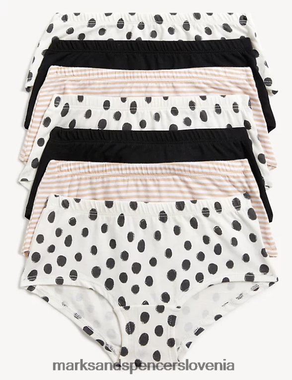 7pk bombažne kratke hlače s pikami in črtami črna mešanica Marks & Spencer oblačila otroci 6T8F6X9556