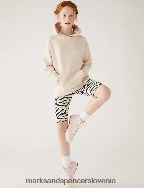 bombažne kolesarske hlače z zebrastim potiskom mešanica oglja Marks & Spencer oblačila otroci 6T8F6X9472