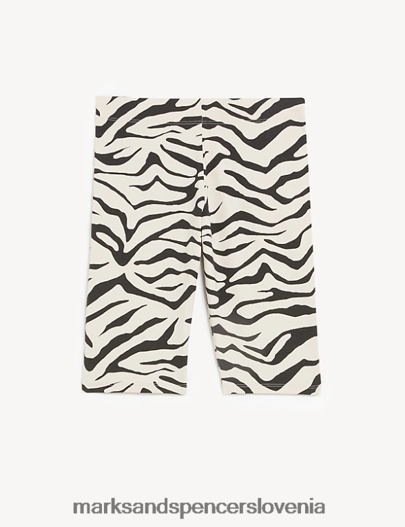 bombažne kolesarske hlače z zebrastim potiskom mešanica oglja Marks & Spencer oblačila otroci 6T8F6X9472