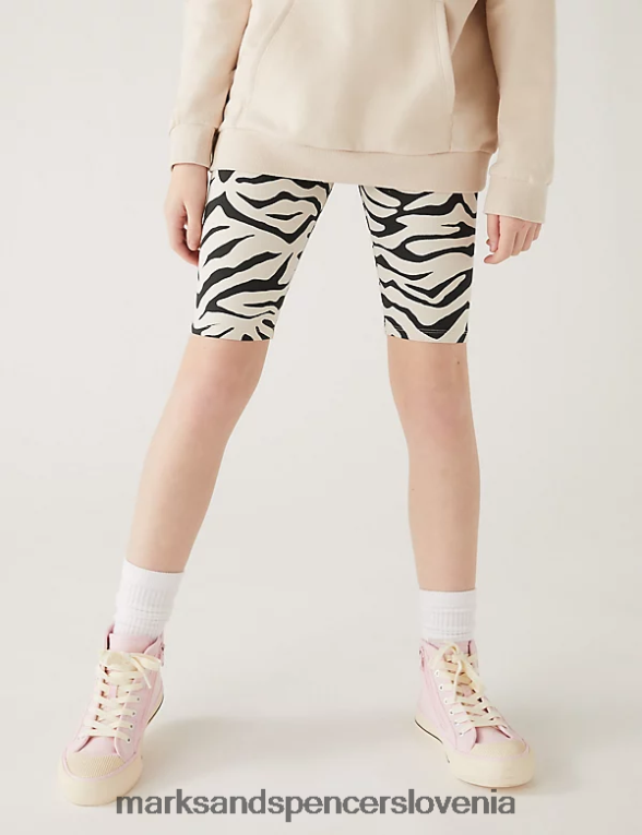 bombažne kolesarske hlače z zebrastim potiskom mešanica oglja Marks & Spencer oblačila otroci 6T8F6X9472