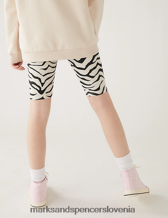 bombažne kolesarske hlače z zebrastim potiskom mešanica oglja Marks & Spencer oblačila otroci 6T8F6X9472