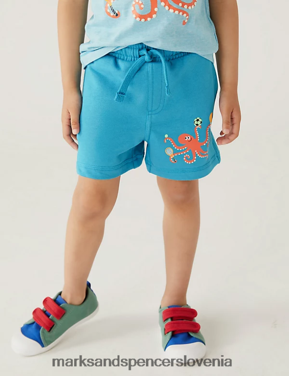 bombažne kratke hlače Octopus modra mešanica Marks & Spencer oblačila otroci 6T8F6X8580