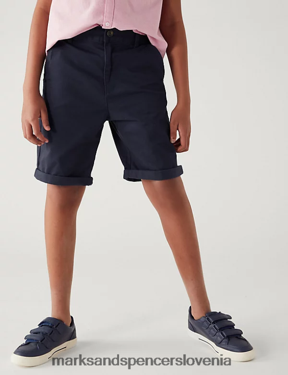 bombažne kratke hlače chino mornarica Marks & Spencer oblačila otroci 6T8F6X8897