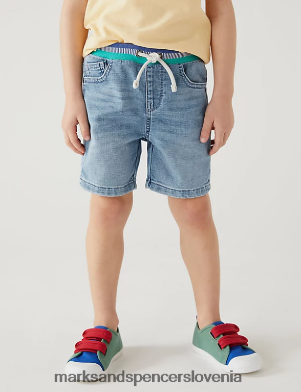 bombažne kratke hlače iz jeansa svetlo denim Marks & Spencer oblačila otroci 6T8F6X8635