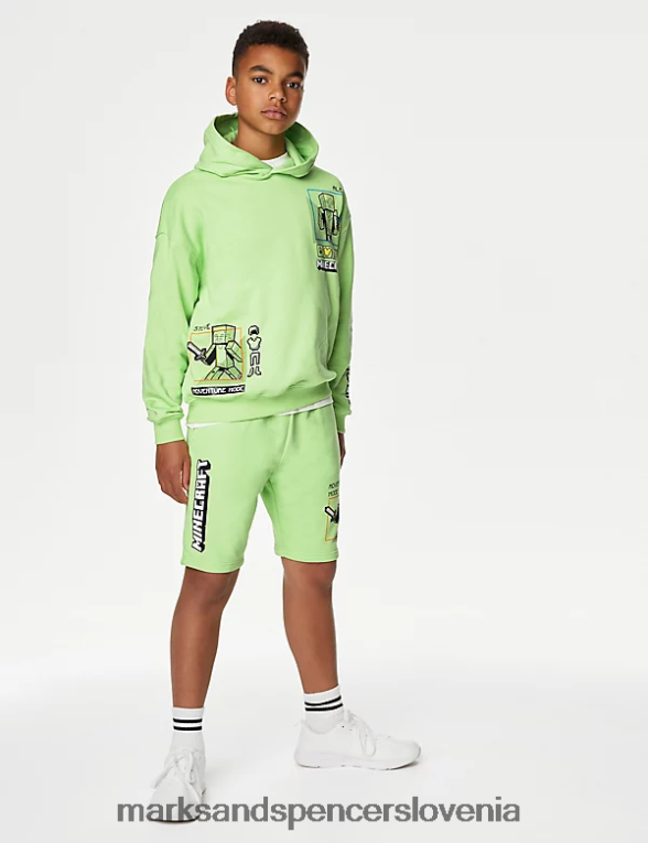 bombažne kratke hlače minecraft zelena Marks & Spencer oblačila otroci 6T8F6X8419