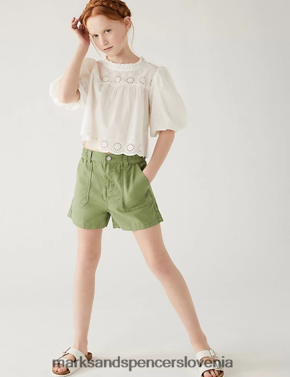 kratke hlače iz čistega bombaža kaki Marks & Spencer oblačila otroci 6T8F6X9589