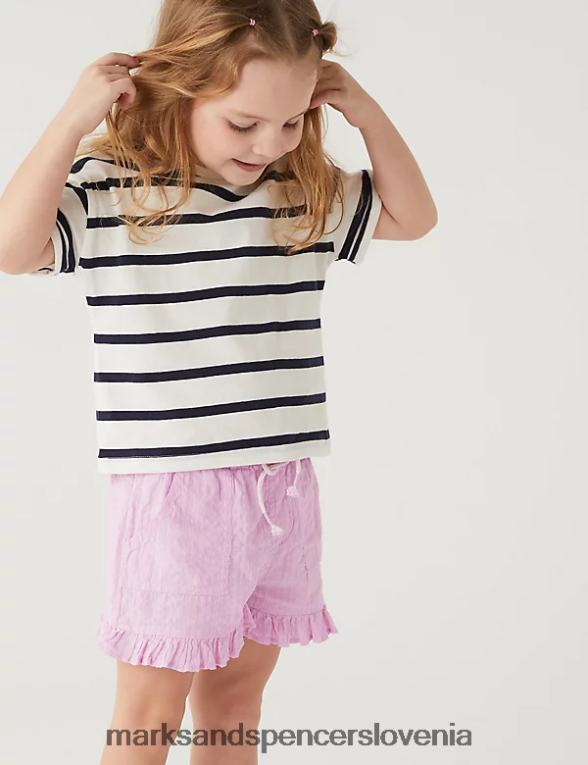 kratke hlače iz čistega bombaža lila Marks & Spencer oblačila otroci 6T8F6X9785