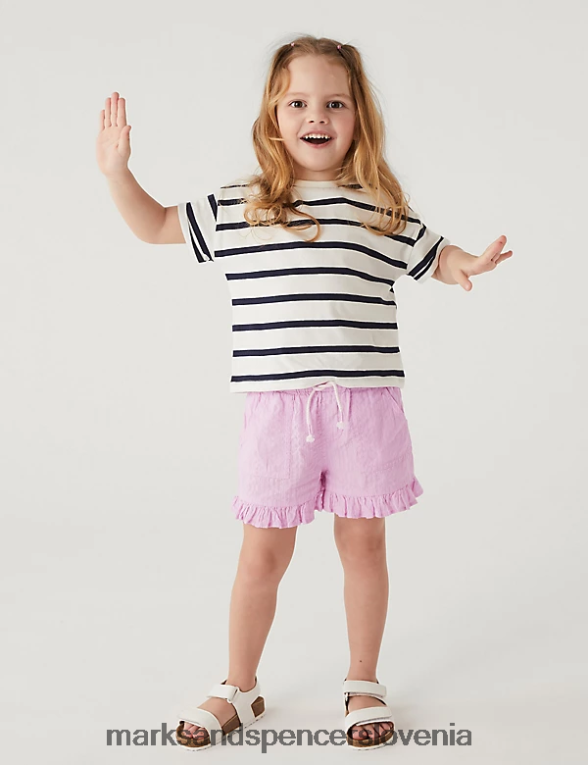 kratke hlače iz čistega bombaža lila Marks & Spencer oblačila otroci 6T8F6X9785