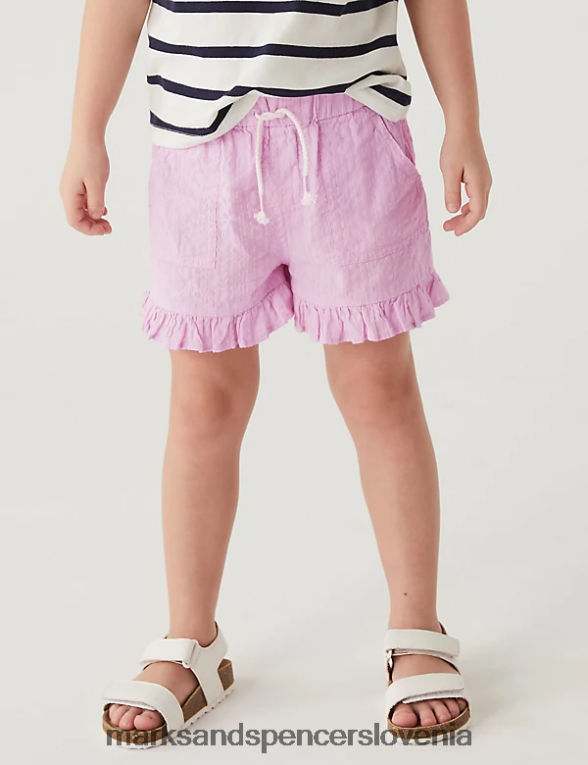 kratke hlače iz čistega bombaža lila Marks & Spencer oblačila otroci 6T8F6X9785