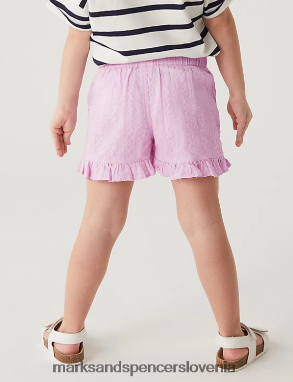 kratke hlače iz čistega bombaža lila Marks & Spencer oblačila otroci 6T8F6X9785