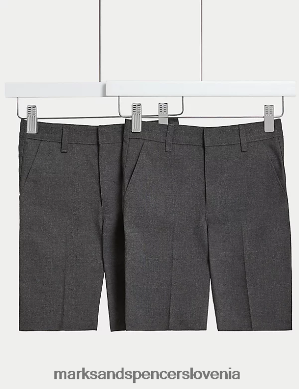 Šolske kratke hlače z navadnimi nogami in pasom 2pk siva Marks & Spencer oblačila otroci 6T8F6X7854