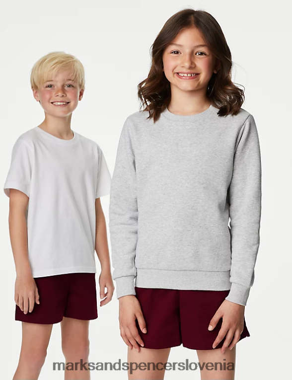 športne kratke hlače iz čistega bombaža bordo Marks & Spencer oblačila otroci 6T8F6X8658