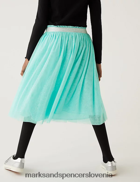 midi krilo z bleščicami iz tila aqua Marks & Spencer oblačila otroci 6T8F6X9789