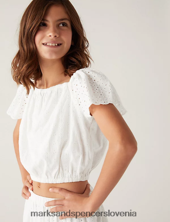 top in krilo iz čistega bombaža bela Marks & Spencer oblačila otroci 6T8F6X9480