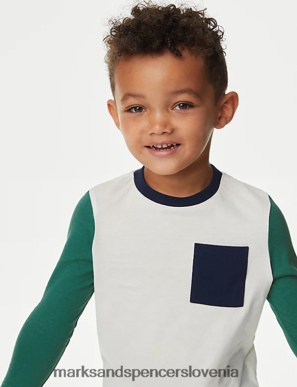2pk bombažne majice z barvnimi bloki multi Marks & Spencer oblačila otroci 6T8F6X7842