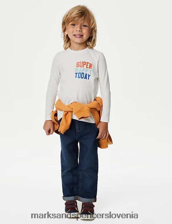 2pk čistega bombaža vesel slogan in navadne majice kaliko mešanica Marks & Spencer oblačila otroci 6T8F6X7888