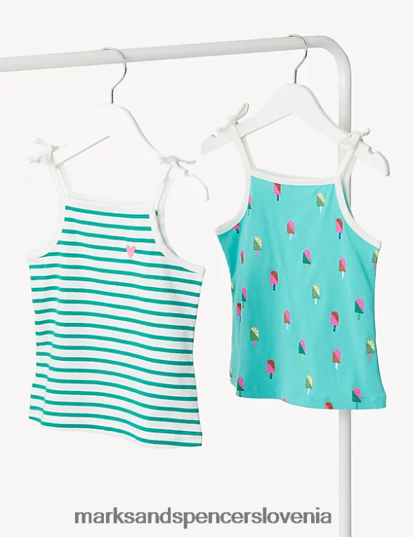 2pk majice s potiskanimi naramnicami iz čistega bombaža multi Marks & Spencer oblačila otroci 6T8F6X9488