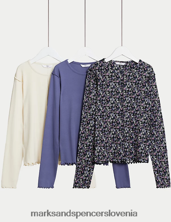 3pk bombažni zgornji deli multi Marks & Spencer oblačila otroci 6T8F6X9018