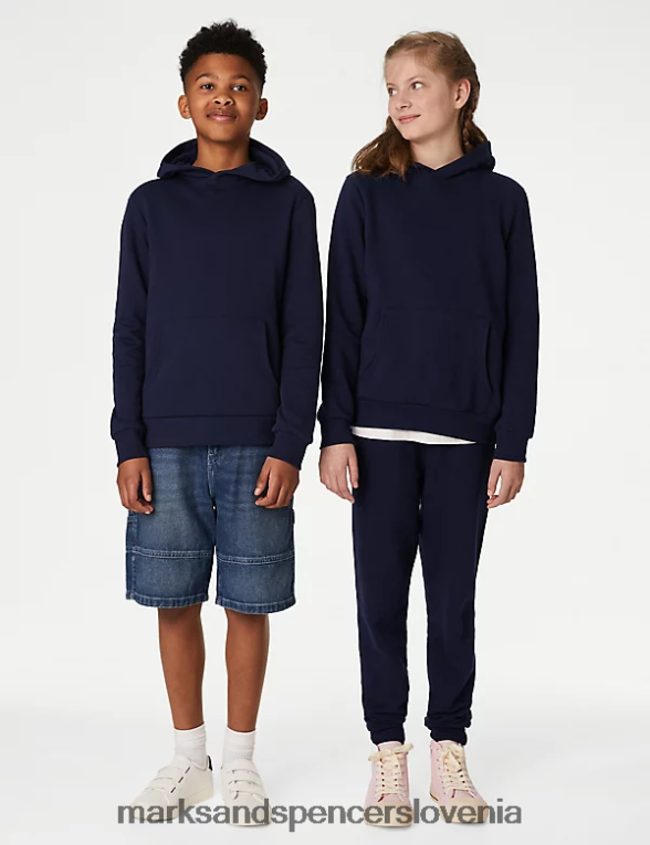bombažna majica s kapuco mornarica Marks & Spencer oblačila otroci 6T8F6X8998