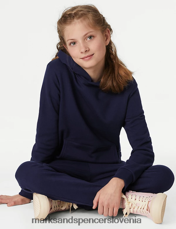 bombažna majica s kapuco mornarica Marks & Spencer oblačila otroci 6T8F6X8998