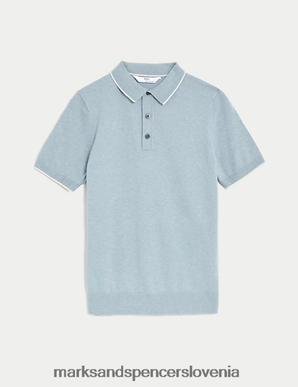 bombažna pletena polo majica bledo modra Marks & Spencer oblačila otroci 6T8F6X7949