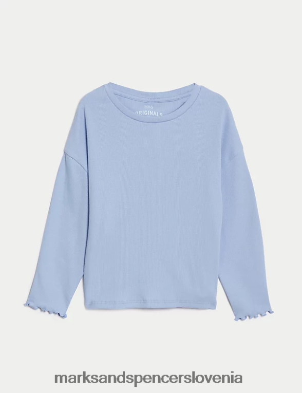 majica z bogatimi rebrastimi bombaži modra Marks & Spencer oblačila otroci 6T8F6X9395
