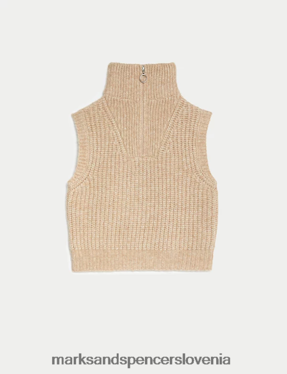 pleten telovnik z zadrgo rjav Marks & Spencer oblačila otroci 6T8F6X9364