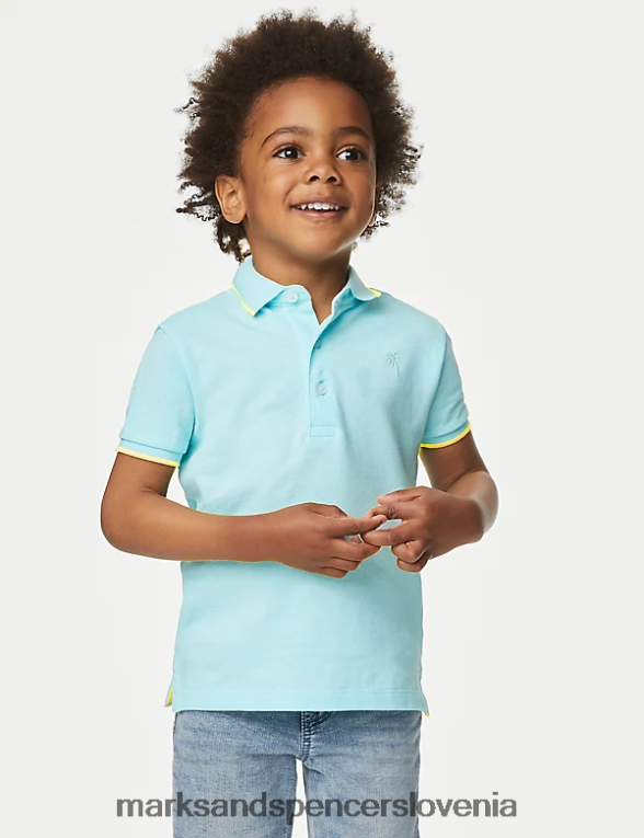 polo majica iz čistega bombaža aqua Marks & Spencer oblačila otroci 6T8F6X8246