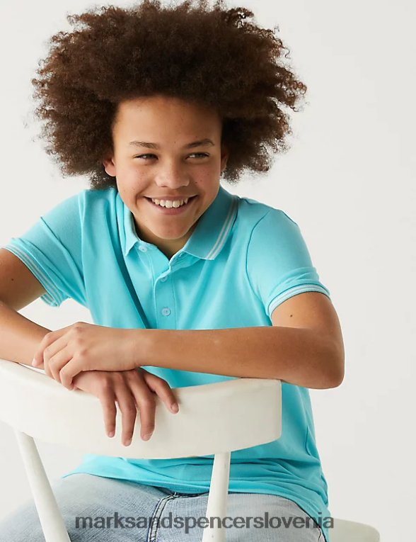 polo majica iz čistega bombaža aqua Marks & Spencer oblačila otroci 6T8F6X8883