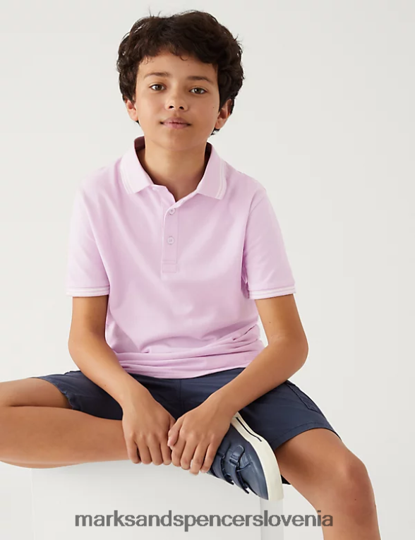 polo majica iz čistega bombaža hladno roza Marks & Spencer oblačila otroci 6T8F6X8609