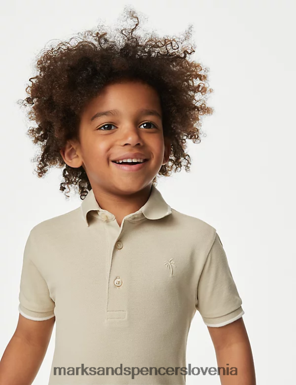 polo majica iz čistega bombaža kamen Marks & Spencer oblačila otroci 6T8F6X8250