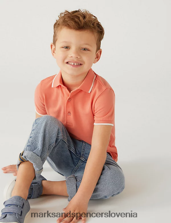 polo majica iz čistega bombaža oranžna Marks & Spencer oblačila otroci 6T8F6X7967