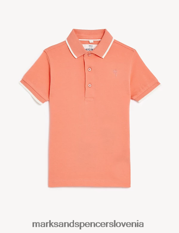 polo majica iz čistega bombaža oranžna Marks & Spencer oblačila otroci 6T8F6X7967