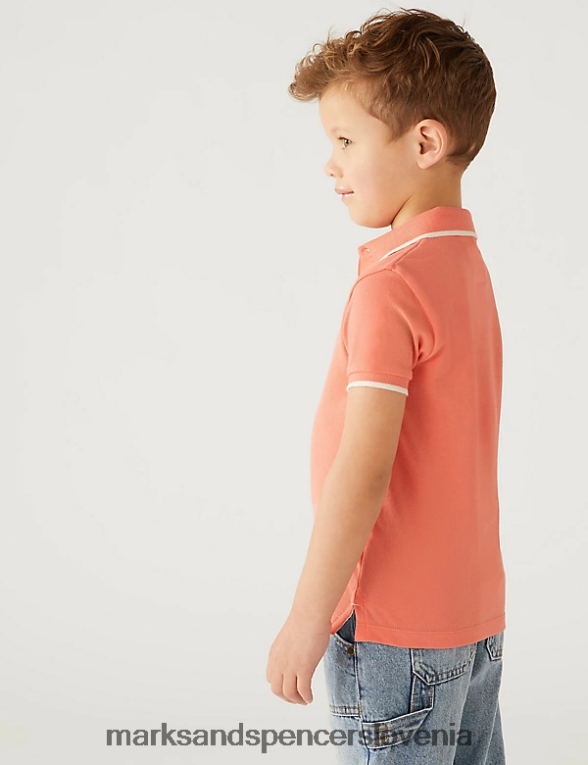 polo majica iz čistega bombaža oranžna Marks & Spencer oblačila otroci 6T8F6X7967