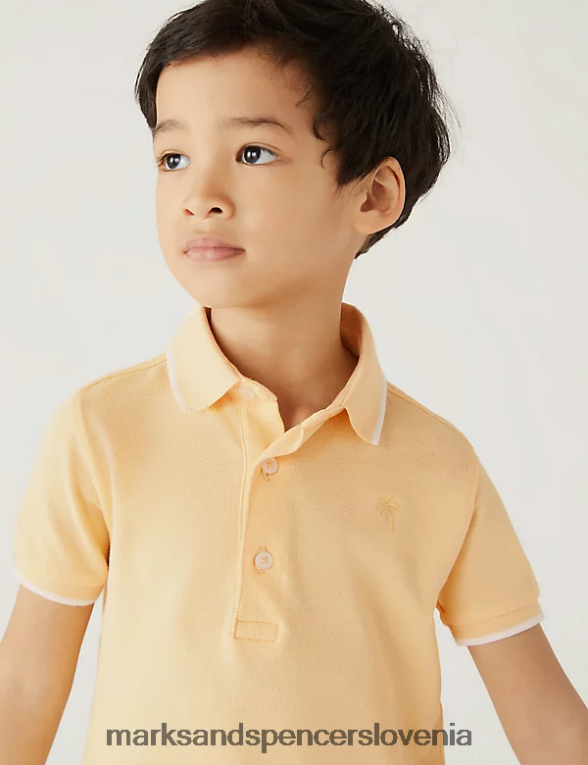 polo majica iz čistega bombaža rumena Marks & Spencer oblačila otroci 6T8F6X8247