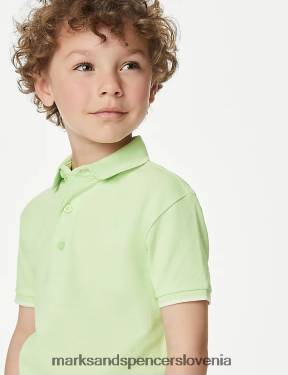 polo majica iz čistega bombaža svetlo jabolko Marks & Spencer oblačila otroci 6T8F6X8248