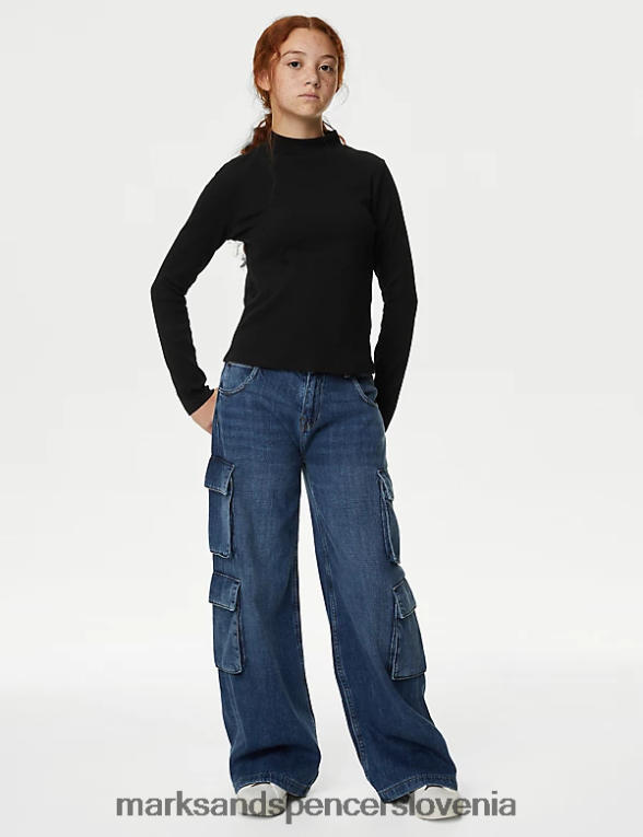 rebrasti top iz bogatega bombaža Črna Marks & Spencer oblačila otroci 6T8F6X9465