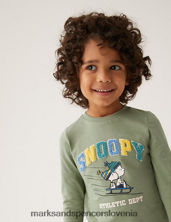 snoopy top iz čistega bombaža nežno zelena Marks & Spencer oblačila otroci 6T8F6X8689