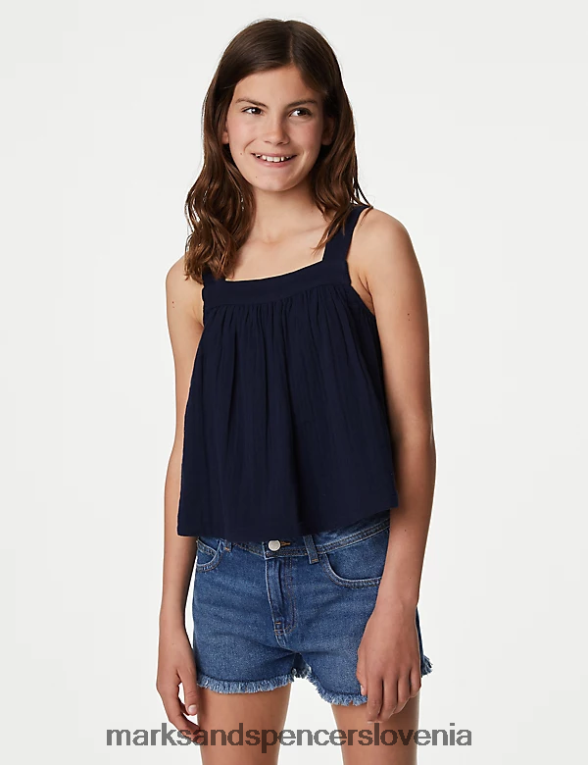 telovnik iz čistega bombaža mornarica Marks & Spencer oblačila otroci 6T8F6X8434