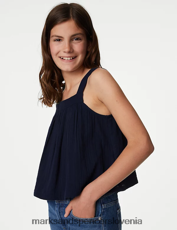 telovnik iz čistega bombaža mornarica Marks & Spencer oblačila otroci 6T8F6X8434