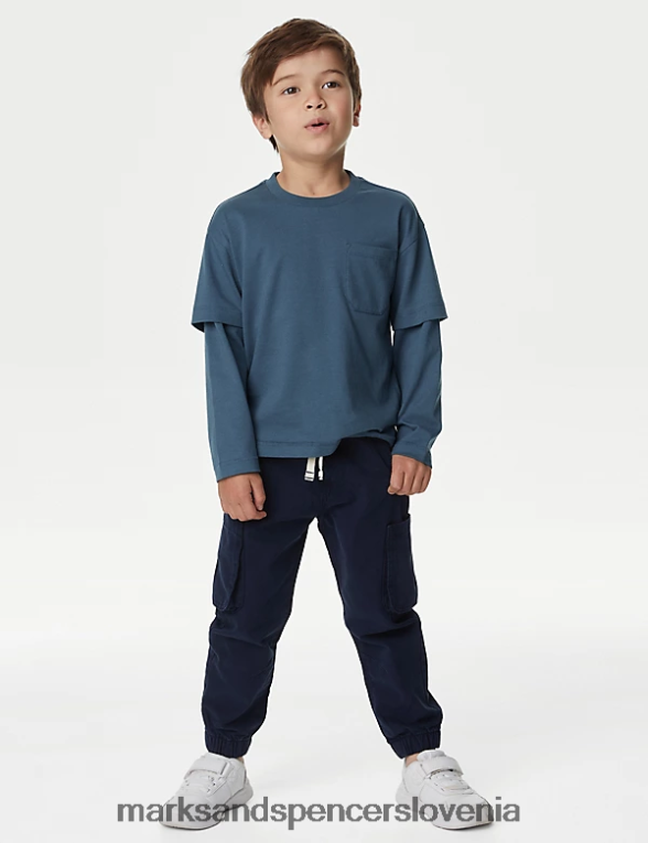 top iz čistega bombaža modra Marks & Spencer oblačila otroci 6T8F6X7978