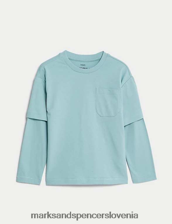 top iz čistega bombaža svetlo modra Marks & Spencer oblačila otroci 6T8F6X7880
