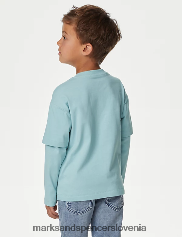 top iz čistega bombaža svetlo modra Marks & Spencer oblačila otroci 6T8F6X7880