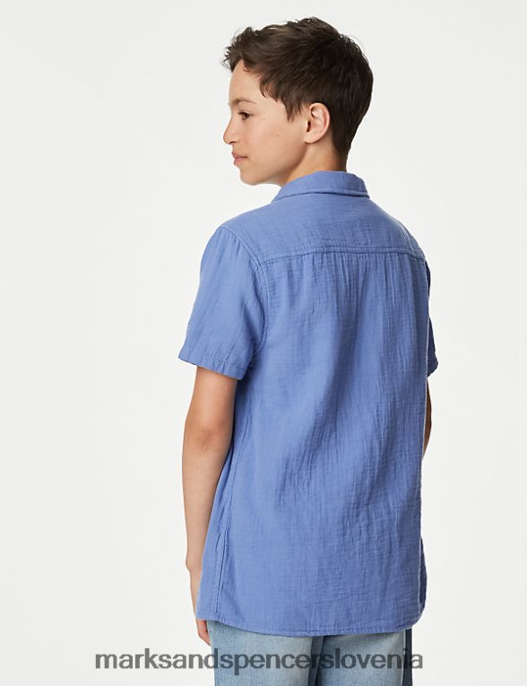 2-delni komplet srajce in majice iz čistega bombaža temno modra Marks & Spencer oblačila otroci 6T8F6X8705