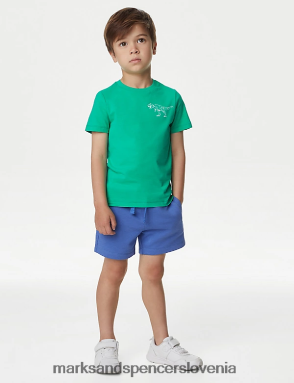 2pk čiste bombažne majice z dinozavri zelena mešanica Marks & Spencer oblačila otroci 6T8F6X7889